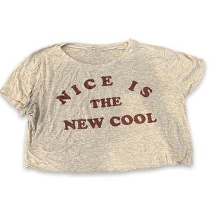Nice is the new cool heather grey crop top small